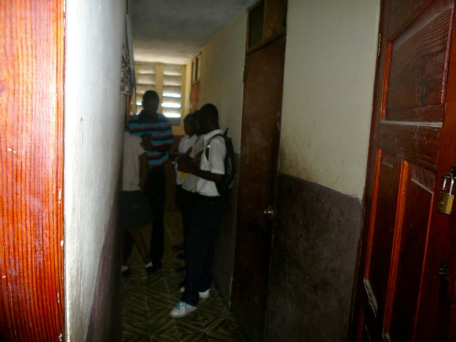 A tiny 4 room school with narrow corridor.  
